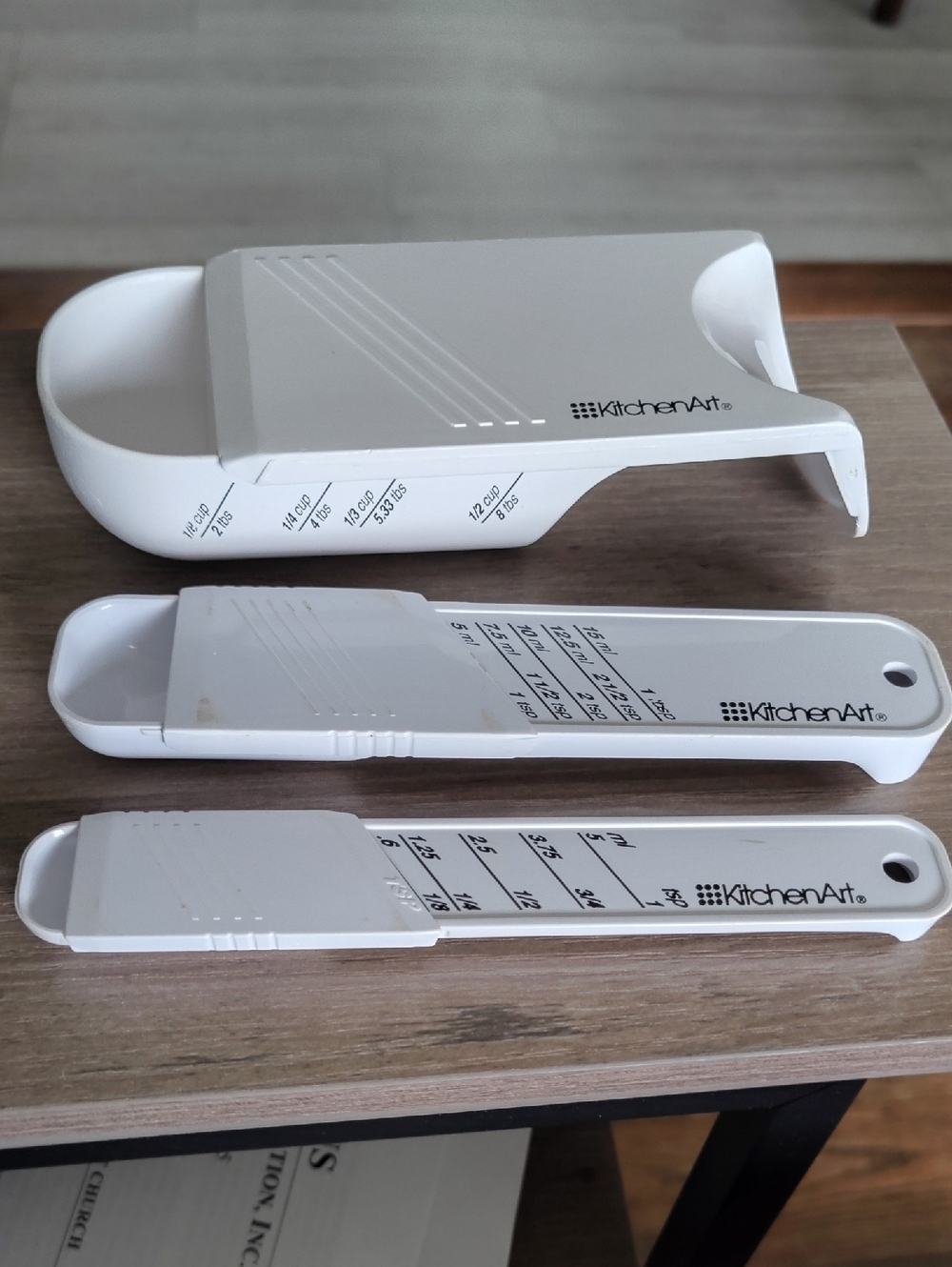 KitchenArt White Sliding Measuring Spoons Set